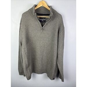 Weird Fish 1/4 Zip Gray Tight Knit Sweater Xxxl Wool Blend Fleck Preppy